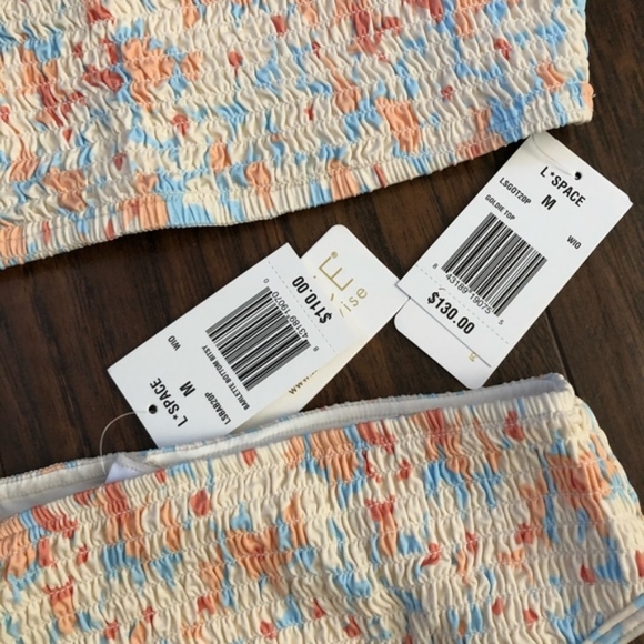 L*Space Goldie Top Barlette Bottoms Smocked Bikini - Picture 7 of 7